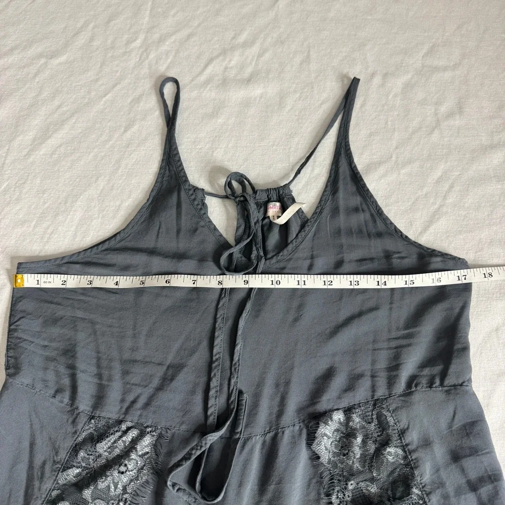 Free People Intimately Boho Lace Trim Slip Dress Slate Gray Womens‎ Small